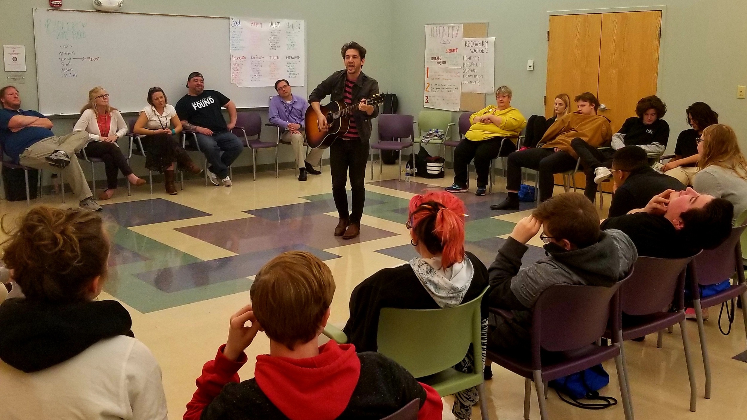 Matt Butler performs for Hope Academy students and staff.