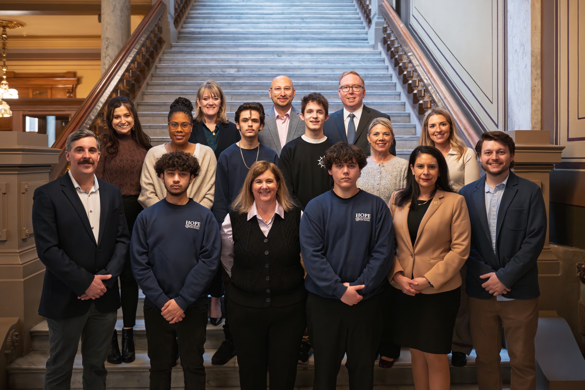 Hope Academy Staff, board, students and alumni at the Indiana Statehouse